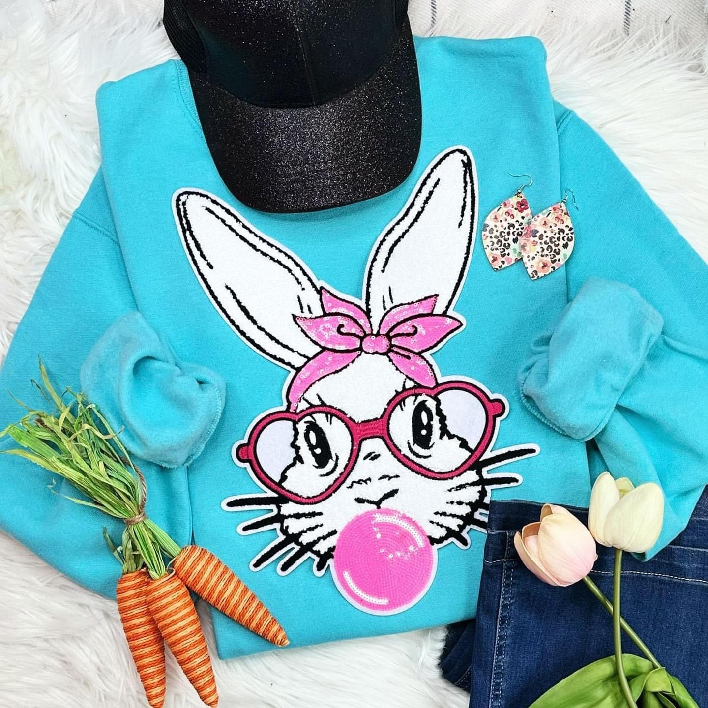 Bunny Chenille Patch Sweatshirt Also in Plus Size