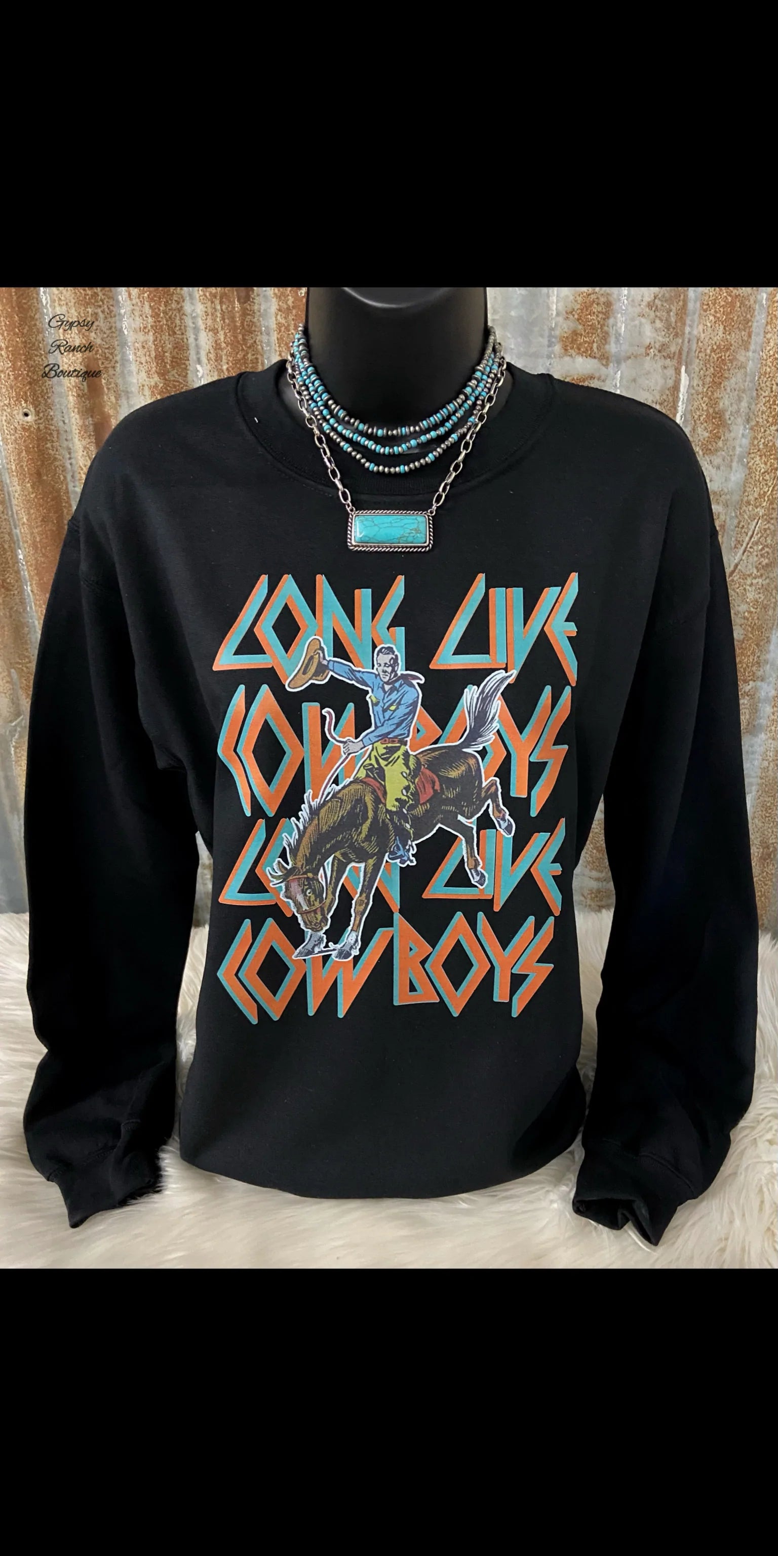 Vintage Long Live Cowboys Sweatshirt - Black – Triangle T Boutique