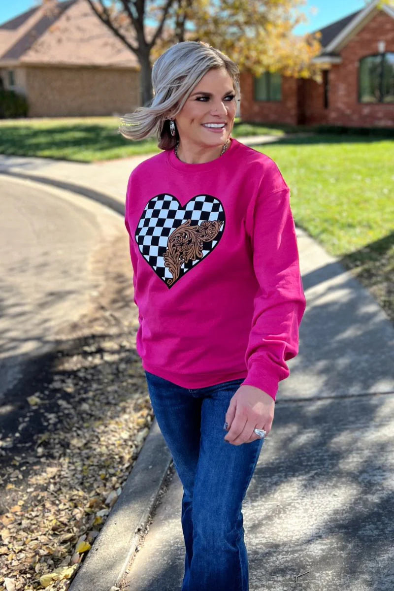 Checked in Love Sweatshirt - Also in Plus Size