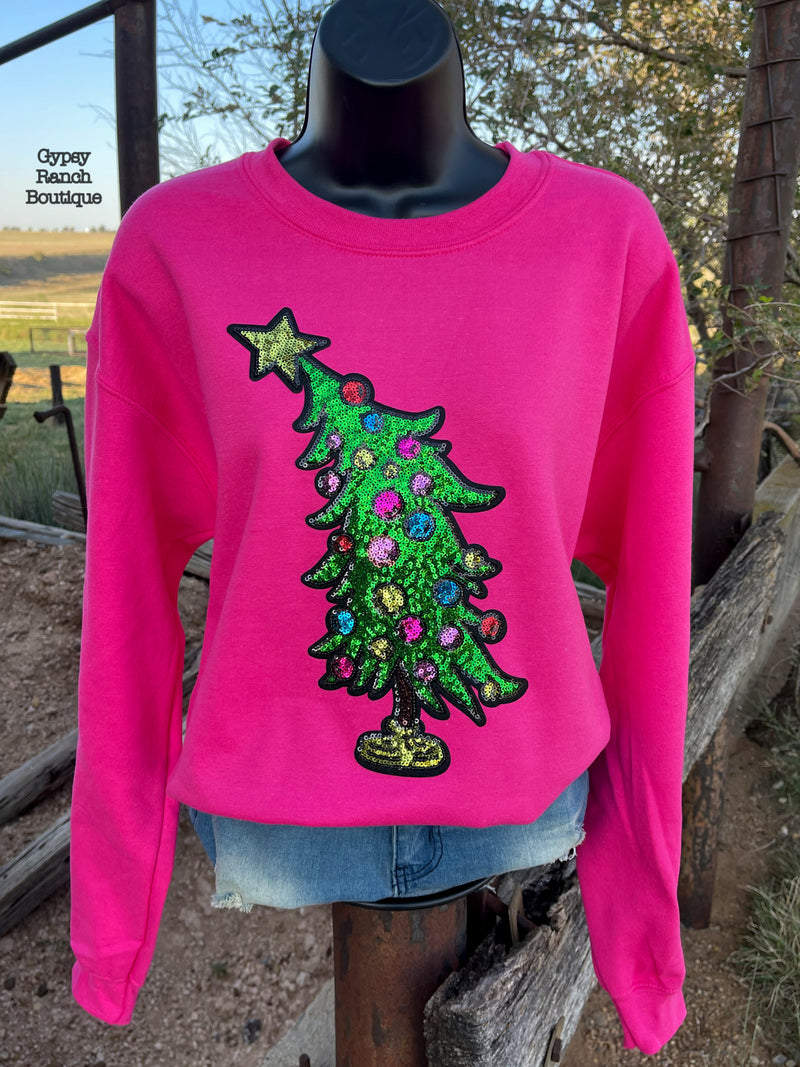 Sequin Tree Christmas Sweatshirt - Also in Plus Size