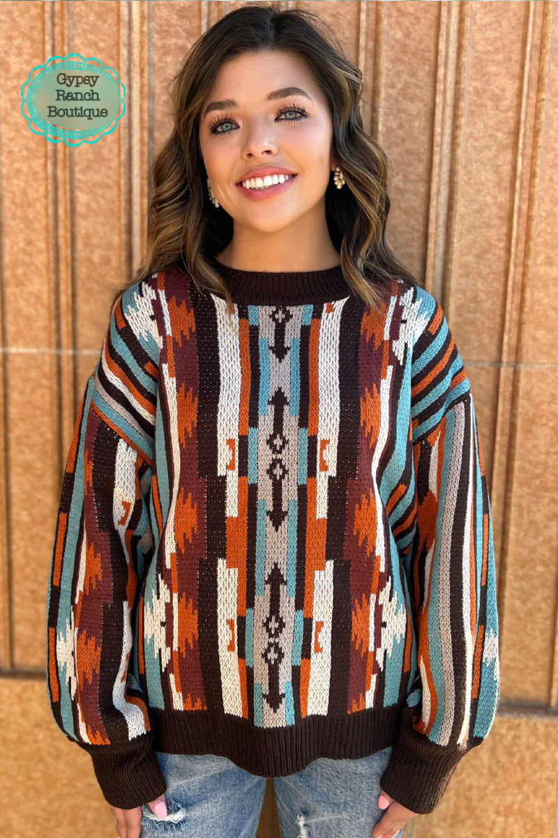 Drive Down Main Sweater Aztec Top- Also in Plus Size