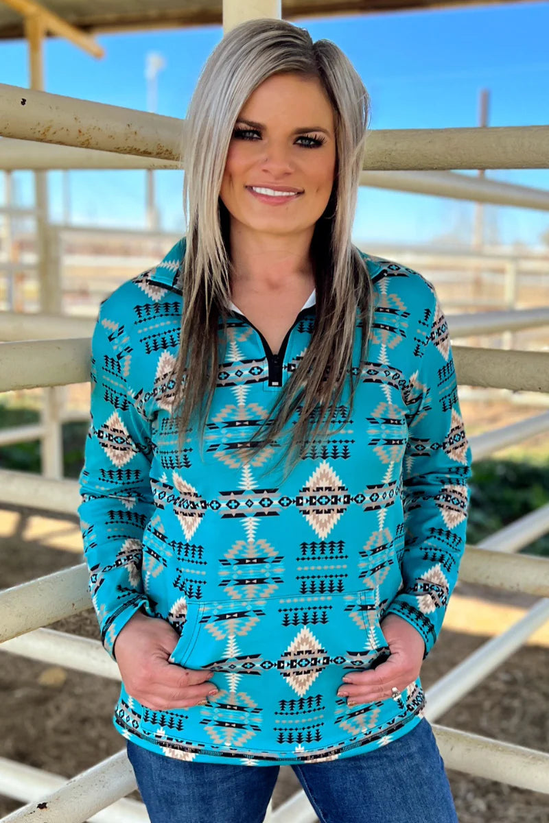 Scottsdale Aztec Turquoise Pullover - Also in Plus Sizes