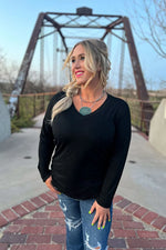 Simple Sterling Black Long Sleeve Top - Also in Plus Size