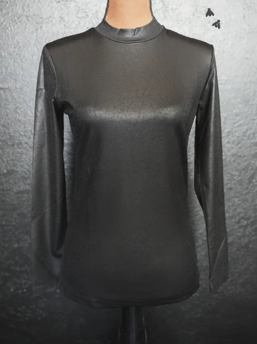 Lyric Leather Black Layering Top - Also in Plus Size