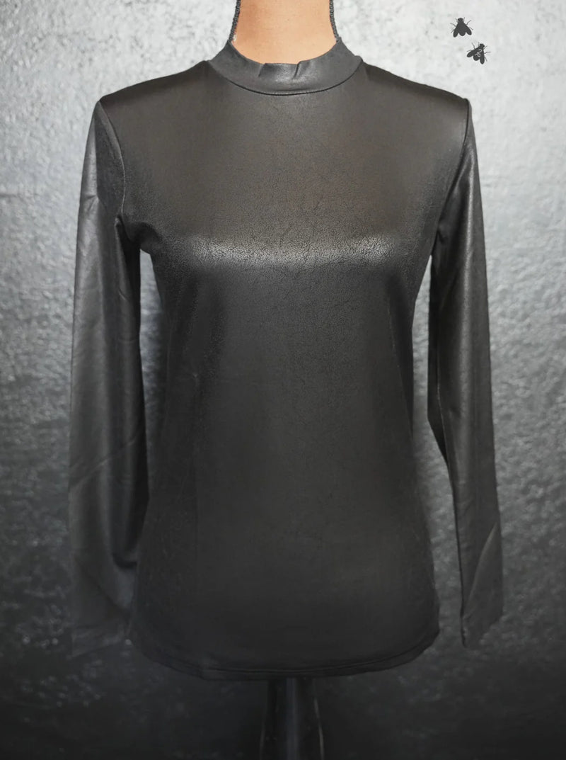 Lyric Leather Black Layering Top - Also in Plus Size