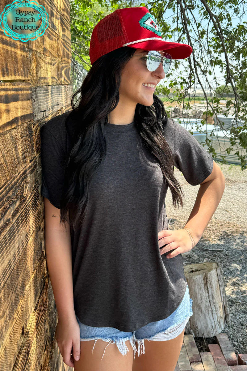 Simple Sterling Heathered Black Top - Also in Plus Size