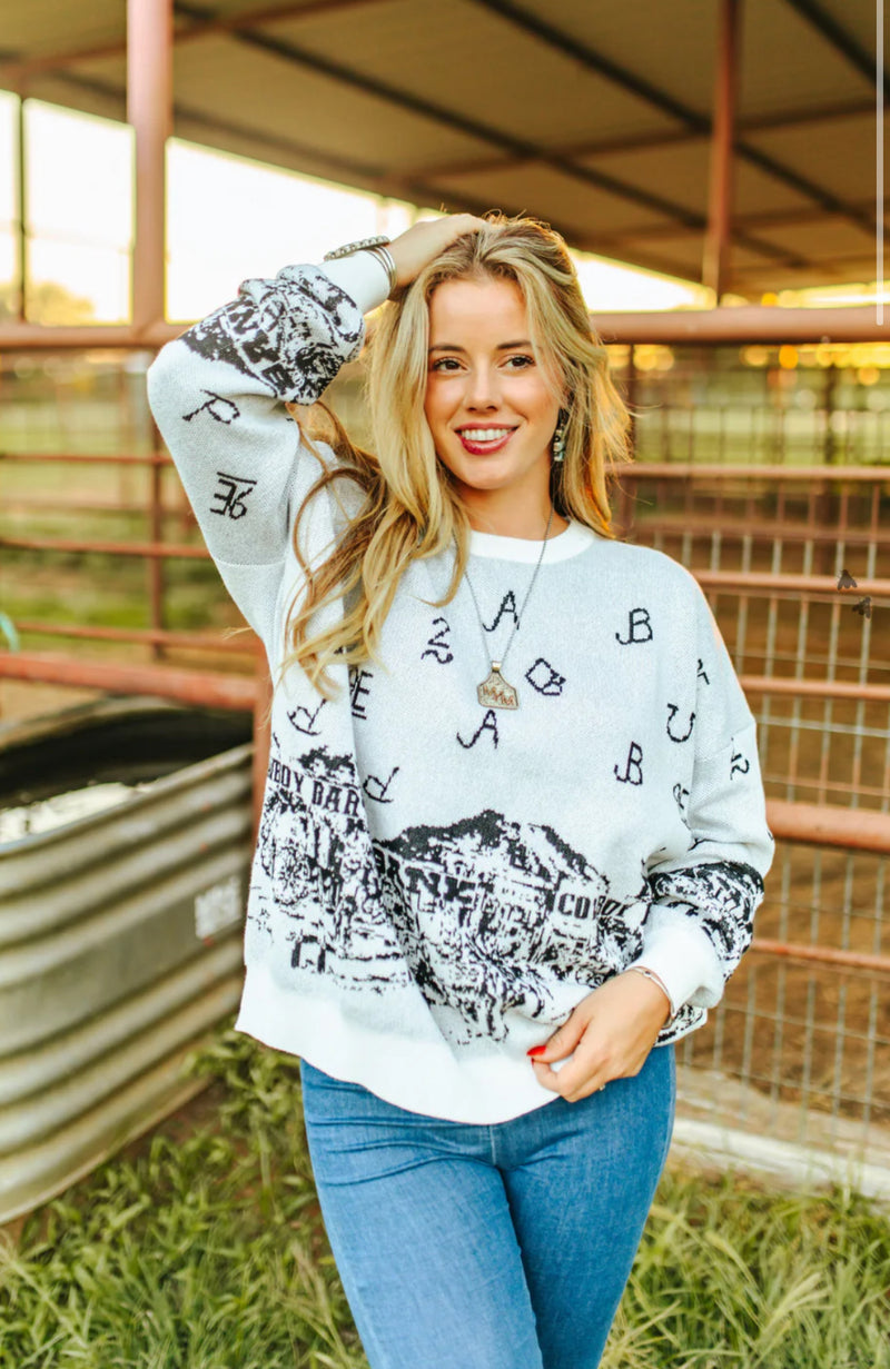 Branded Cattle Range Sweater - Also in Plus Size