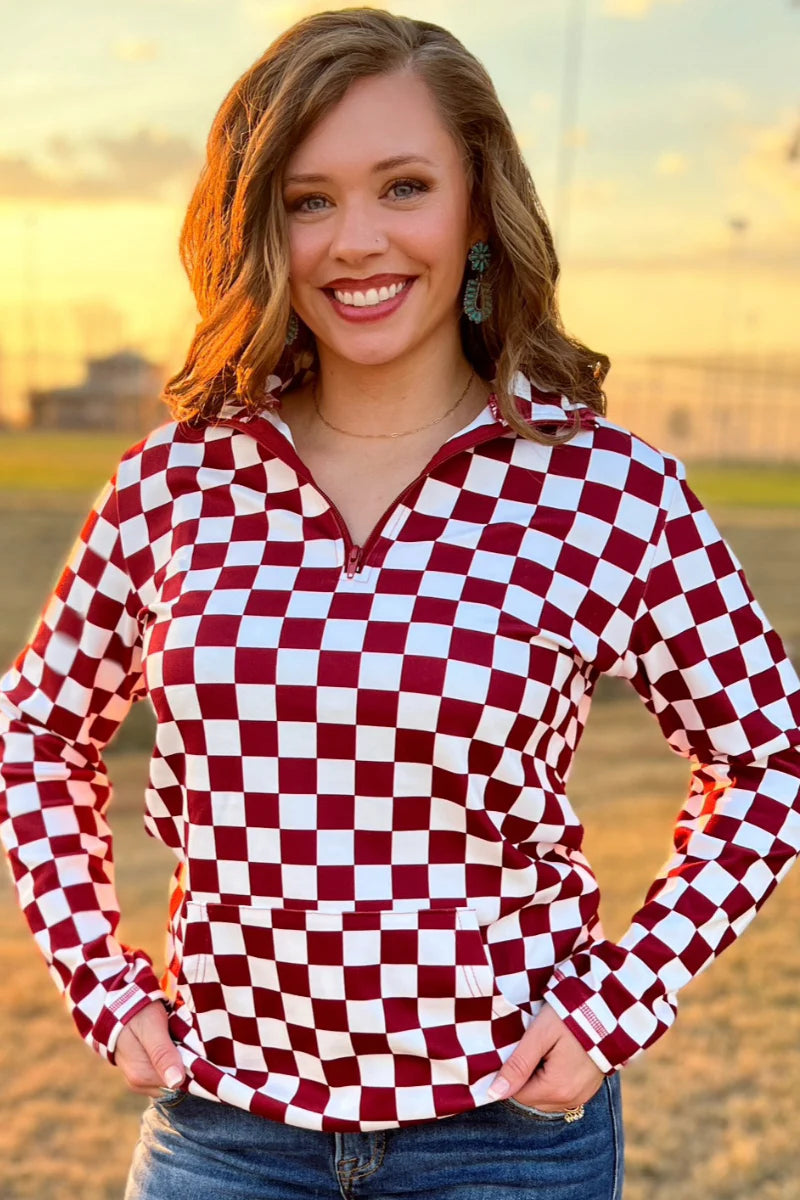 Pep N Your Step Maroon & White Pullover - Also in Plus Size