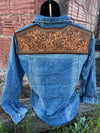 Sanger Tooled Leather  Denim Button Up - Also in Plus Size by