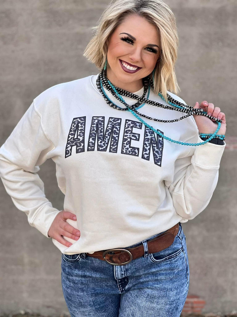 AMEN Embroidered  Leopard Sweatshirt - Also can in Plus Size