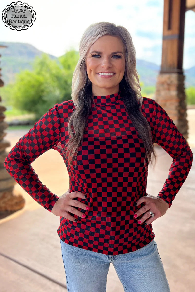 Pep Rally Red & Black Mesh Layering Top - Also in Plus Size