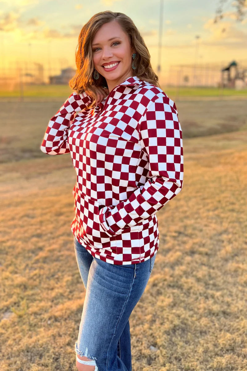 Pep N Your Step Maroon & White Pullover - Also in Plus Size