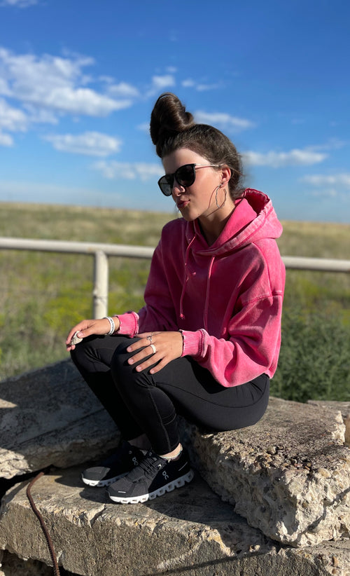 Perfectly Pink Crop Hoodie Top