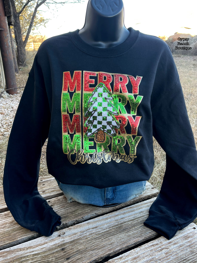 Merry Merry Sequin Patch Sweatshirt - Also in Plus Size