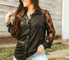 Cattlemen Couture Black Lace Turquoise Buttons Top - Also in Plus Size