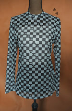 Western Checkered Mesh Layering Top - Also in Plus Size