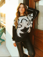 Saddle swappin' Reversible Sweater Top- Also in Plus Size