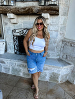 Blakeley Distressed Bermuda Shorts - Also in Plus Size