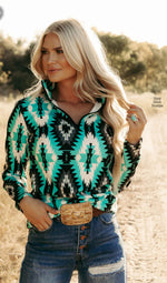 Ridge Falls Turquoise Pullover - Also in Plus Size