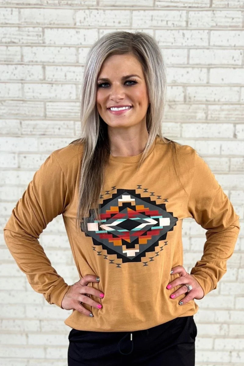 Ruidoso Aztec Long Sleeve Top - Also in Plus Size