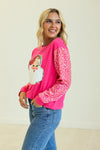 Hollywood Sequin Santa Leopard Sleeve Sweatshirt - Also in Plus Size