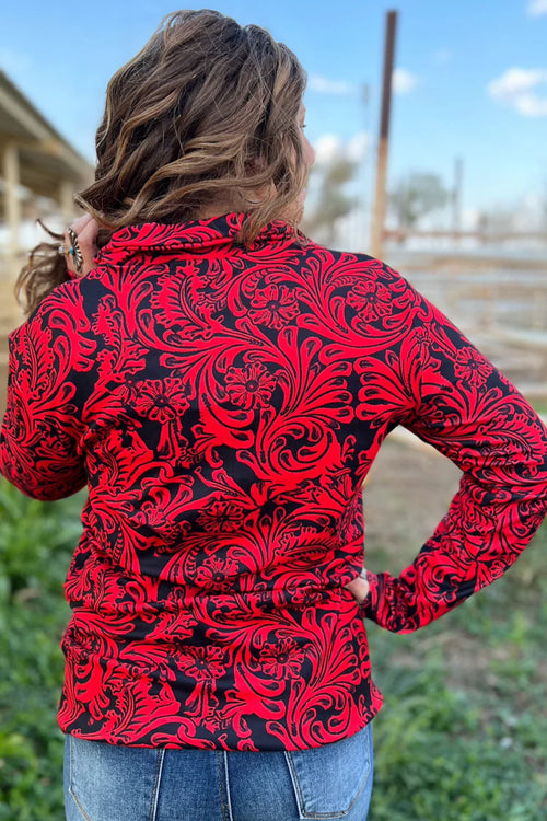 Tailgate Red & Black Tooled Pullover - Also in Plus Size