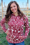 Tailgate Maroon & White Tooled Pullover - Also in Plus Size