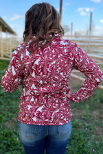 Tailgate Maroon & White Tooled Pullover - Also in Plus Size