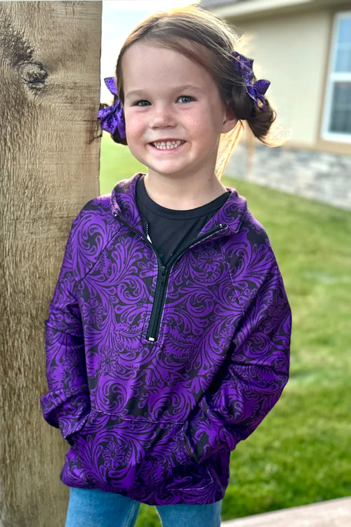 Kids Tailgate Purple & Black Pullover Top