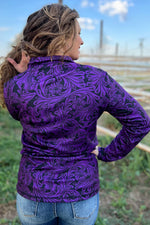 Tailgate Purple & Black Tooled Pullover - Also in Plus Size