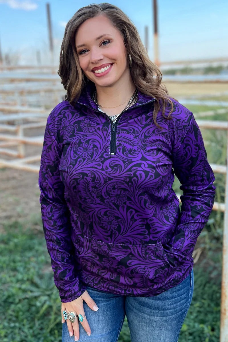 Tailgate Purple & Black Tooled Pullover - Also in Plus Size