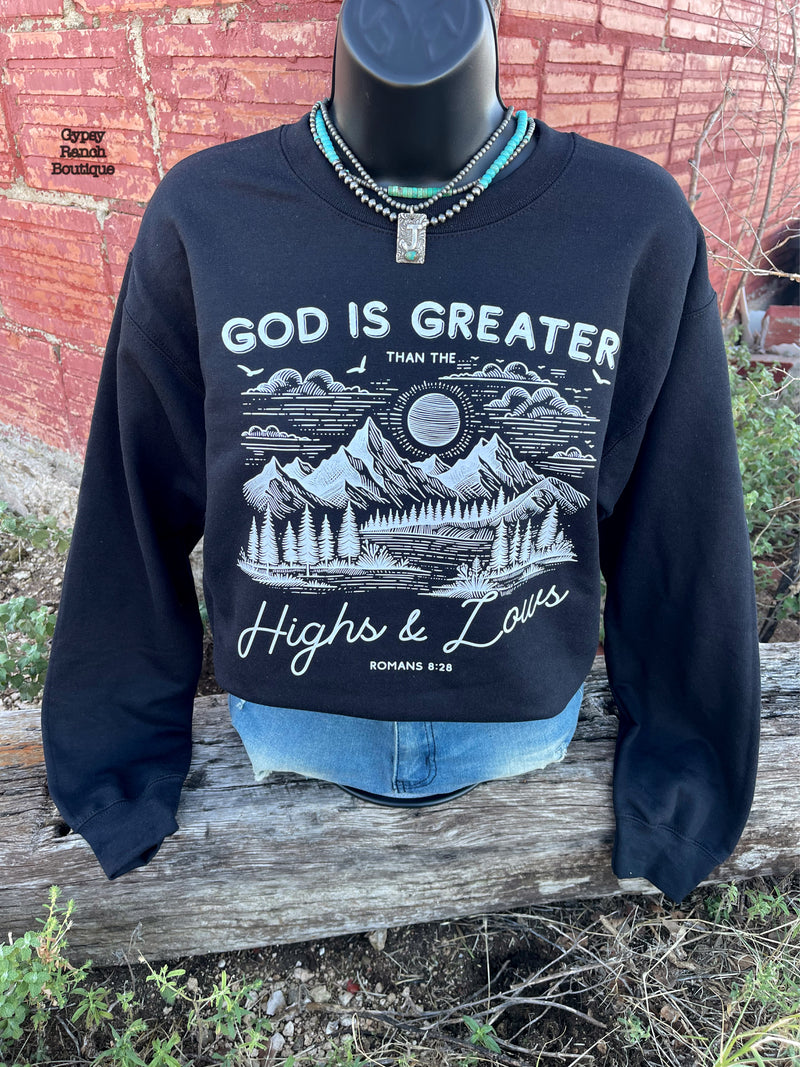 God is Greater Black & White Sweatshirt - Also in Plus Size