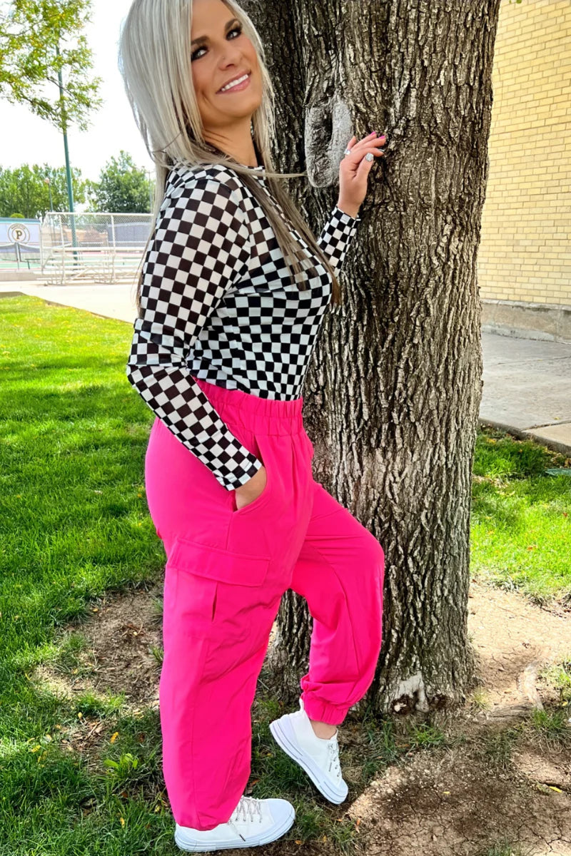 Night Rider Pink Cargo Jogger Pants - Also in Plus Size