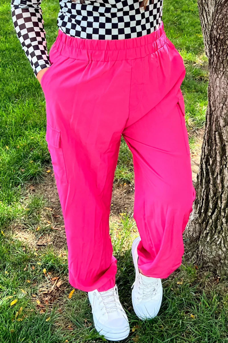 Night Rider Pink Cargo Jogger Pants - Also in Plus Size