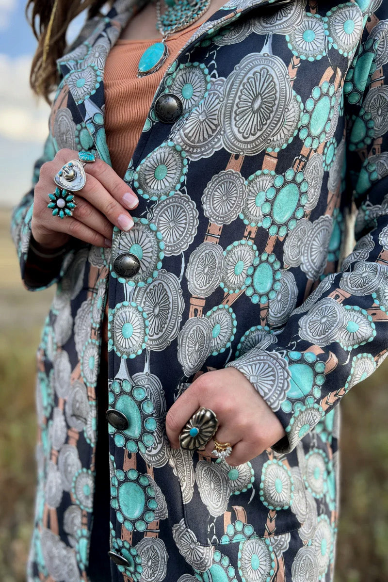 Concho Valley Turquoise Blazer Jacket - Also in Plus Size