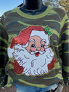 Sequin Santa Camo Christmas Sweatshirt - Also in Plus Size