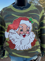 Sequin Santa Camo Christmas Sweatshirt - Also in Plus Size