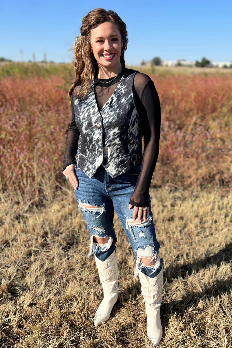 High on the Range Cowhide Vest - Also in Plus Size