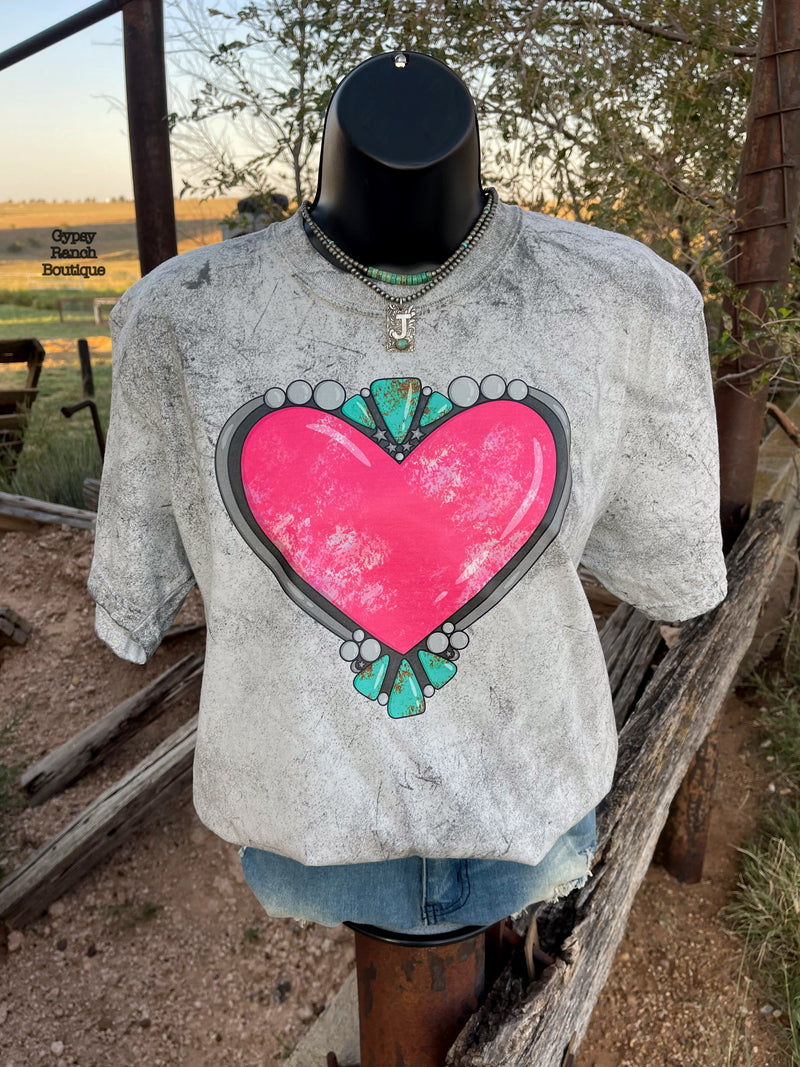 Turquoise Stone Heart Tee - Also in Plus Size