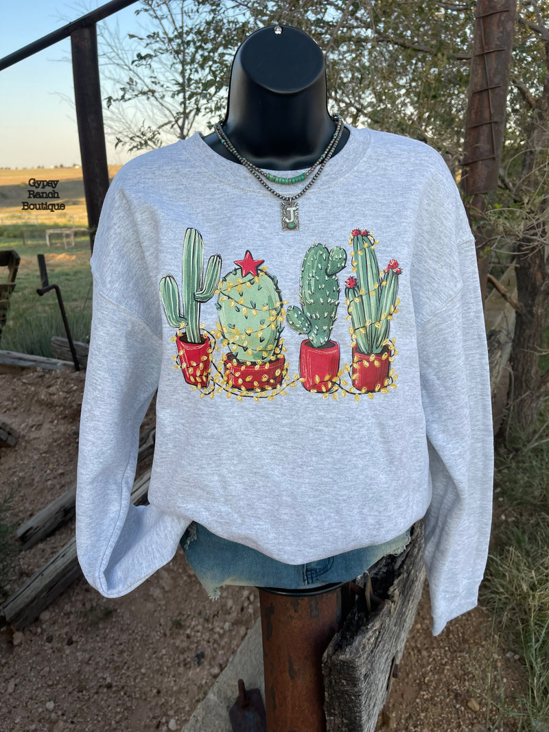 Cactus Christmas Sweatshirt - Also in Plus Size