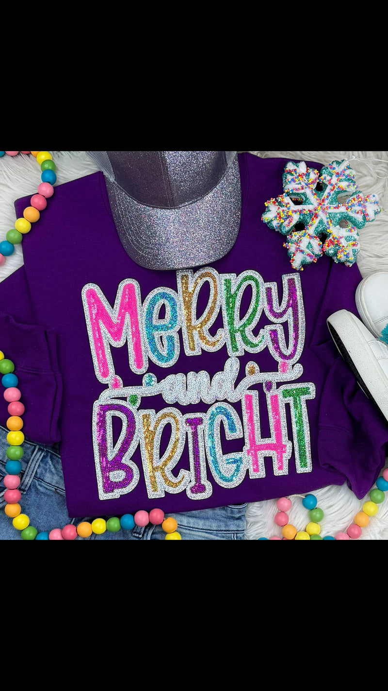 Merry & Bright Sequin Purple Tee - Also in Plus Size