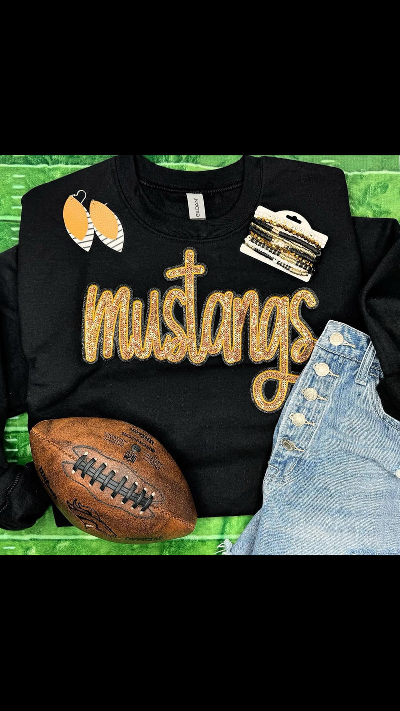 MUSTANGS Sequin Patch Sweatshirt - Also in Plus Size