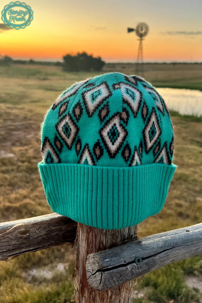 Pueblo Turquoise Aztec Beanie