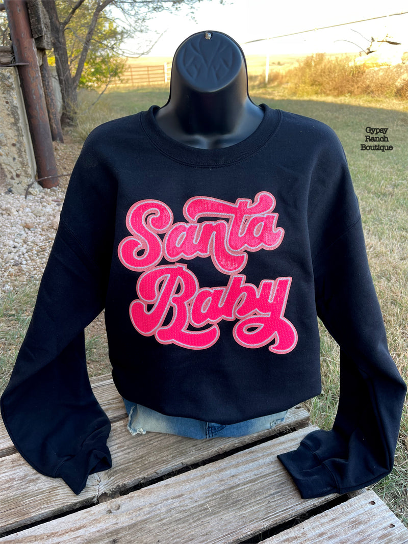 Santa Baby Hot Pink Sequin Patch Sweatshirt - Also in Plus Size