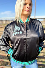 Double Down Turquoise Black Jacket - Also in Plus Size