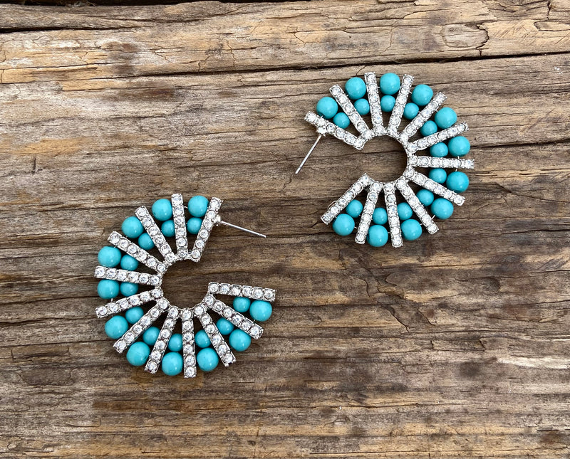 Blue Ridge Rhinestone and Turquoise Earring