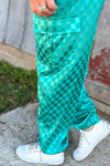 Famous & Saavy Turquoise Checkered Cargo Jogger Pants - Also in Plus Size