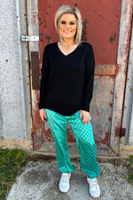 Famous & Saavy Turquoise Checkered Cargo Jogger Pants - Also in Plus Size