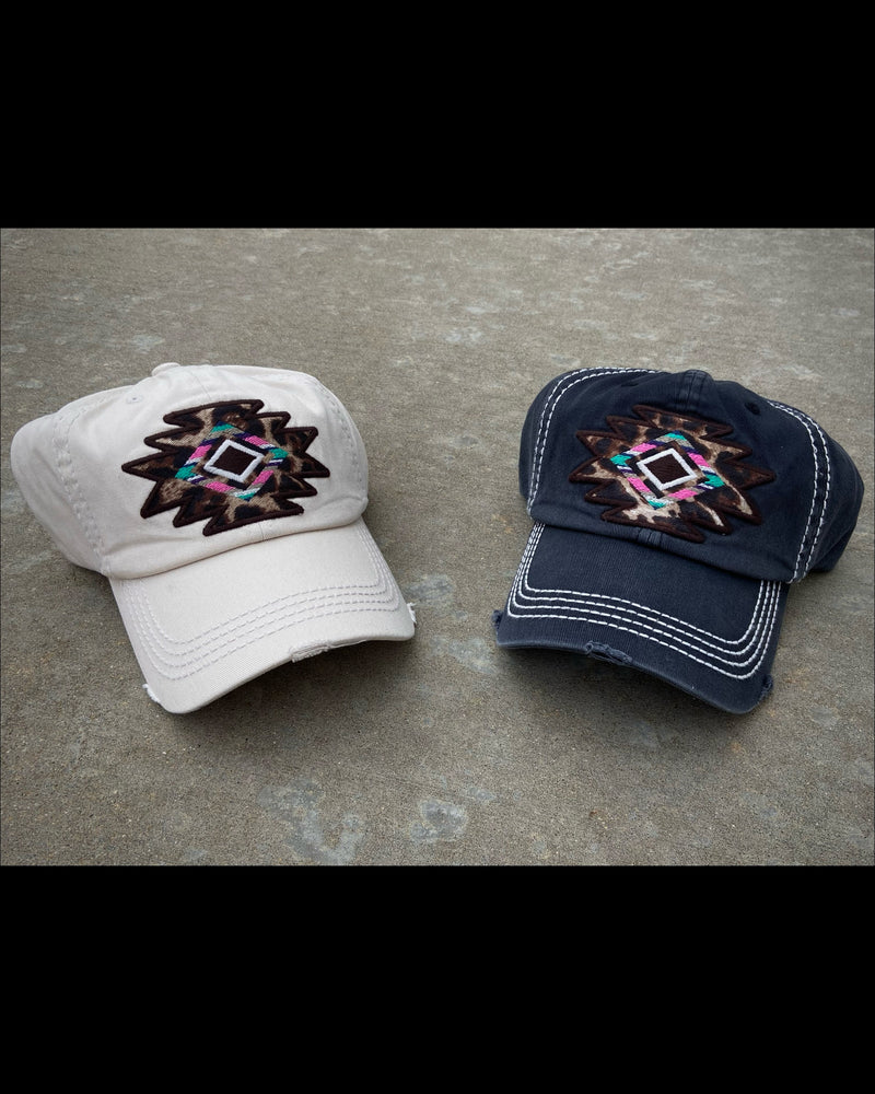 Tribal Spirit Embroidered Aztec & Leopard Cap