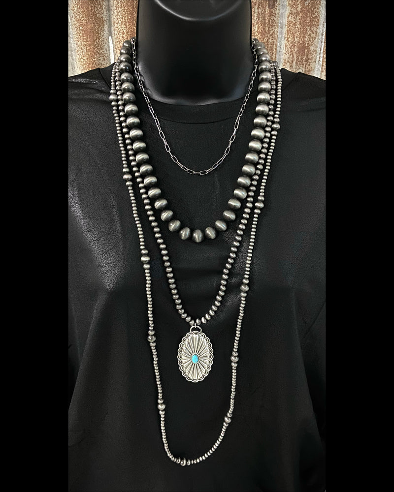 Durango Long Layered with Concho Necklace